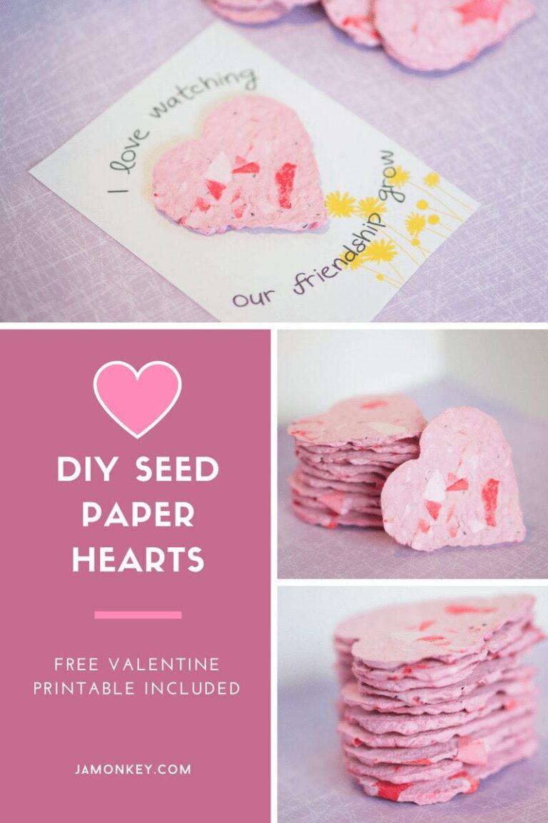 DIY Recycled Valentine Seed Cards with Flower Paper Hearts