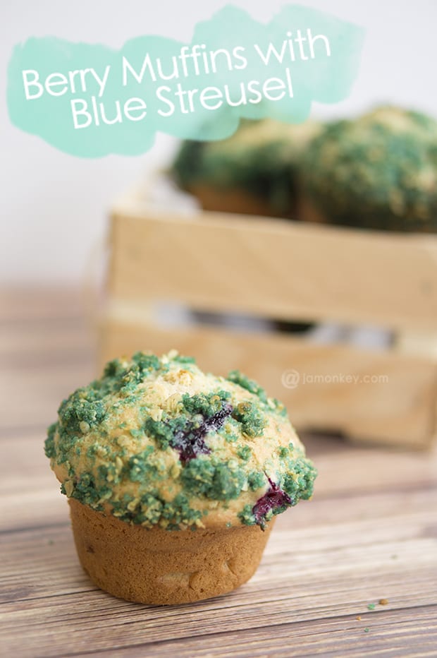 Mixed Berry Muffins with Blue Pixie Dust Streusel Topping