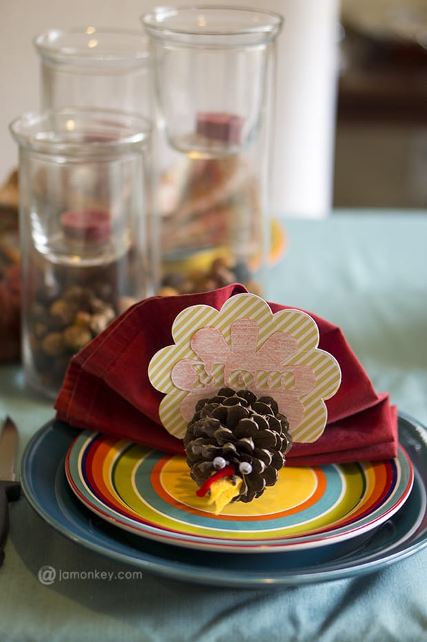 Pine Cone Turkey Place Cards