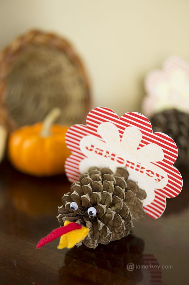 Pine Cone Turkey Thanksgiving Place Cards