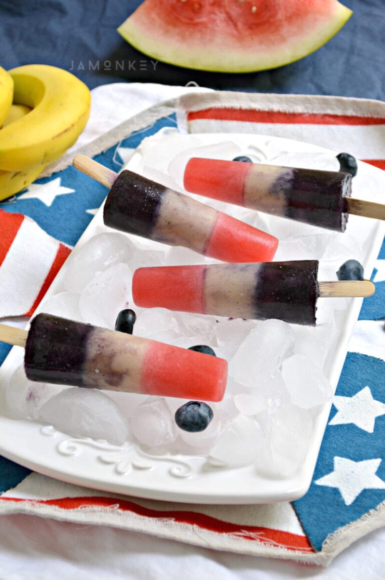Red, White, and Blue Fruit Ice Pops