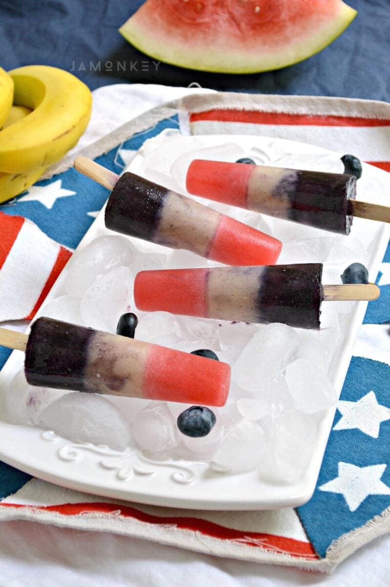 Red White and Blue Fruit Ice Pops