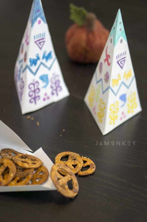 Teepee Treat Boxes with Sugared Pretzels