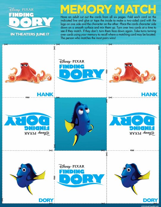 Finding Dory Activity and Coloring Sheets