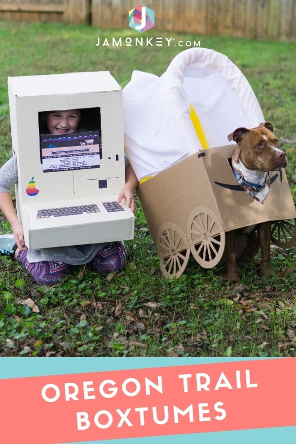 DIY Oregon Trail Box Costume for Kids and Dogs