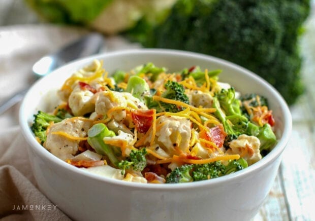 Low Carb Broccoli Cauliflower Salad